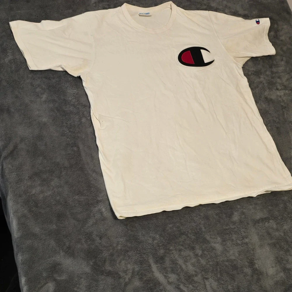 Champion Big C Logo T-Shirt‎ Men's XL White Heritage Jersey Cotton Graphic Tee - Picture 3 of 16